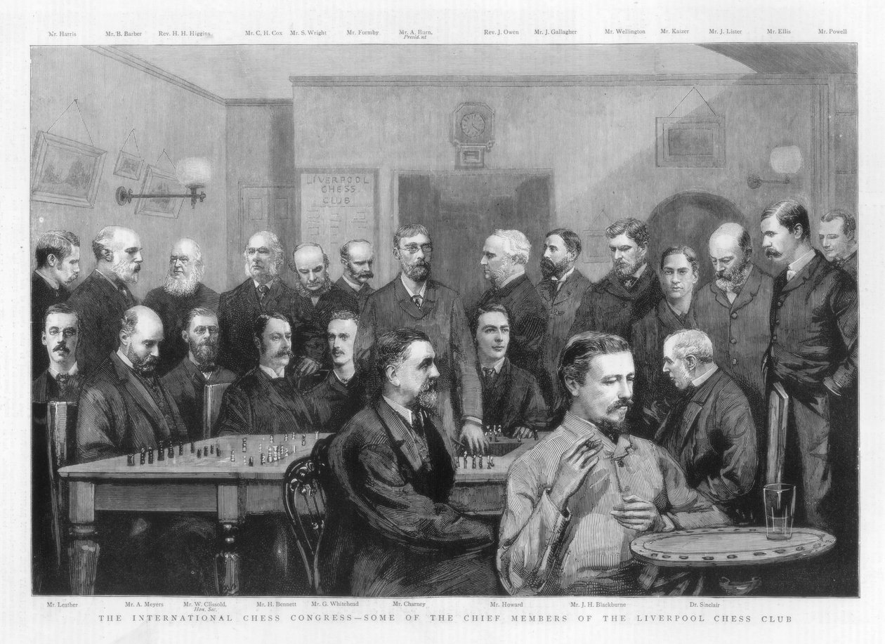 द इंटरनेशनल चेस कांग्रेस - लिवरपूल चेस क्लब के कुछ प्रमुख सदस्य, 1890 द्वारा अज्ञात