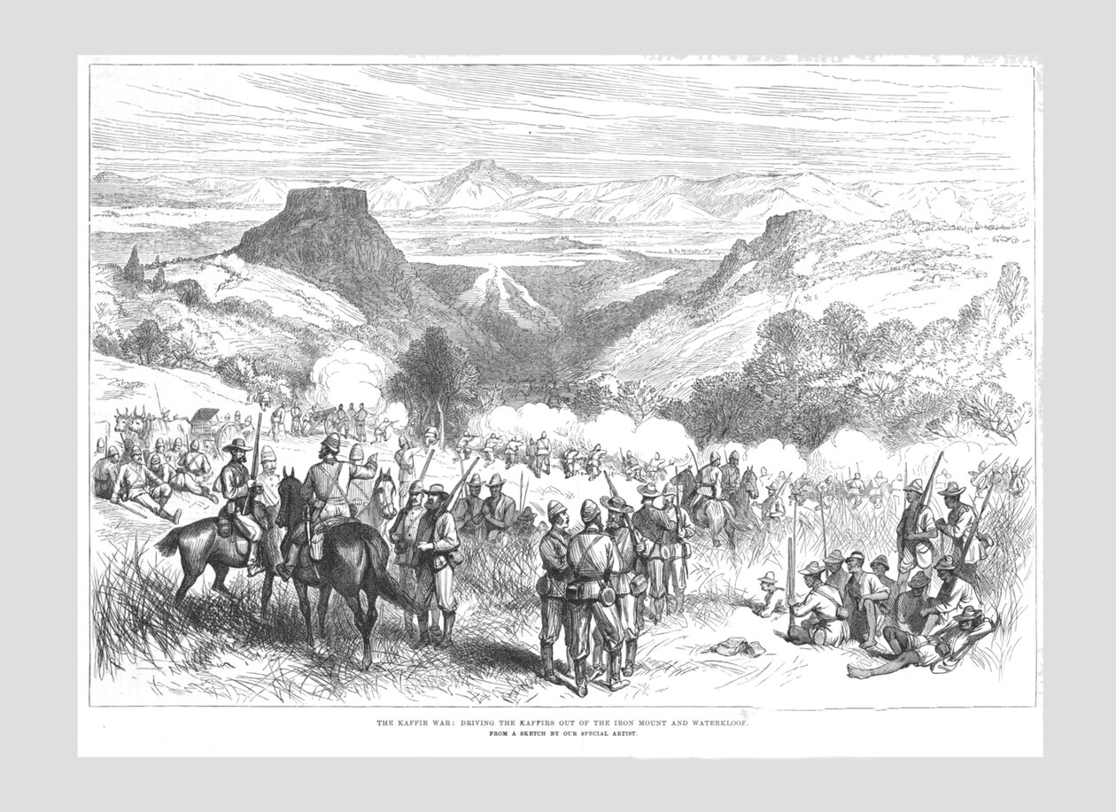 काफ़िर युद्ध - 1878 में लौह पर्वत और वाटरलूफ़ से काफ़िरों को बाहर निकालना। द्वारा अज्ञात