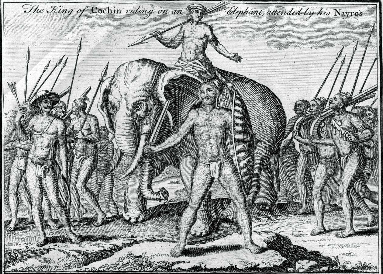 एक हाथी पर सवार कोचीन के राजा, उनके नायरोस, c1745 ने भाग लिया द्वारा अज्ञात
