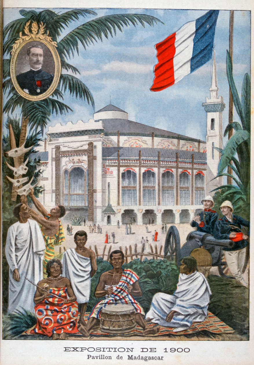 1900, पेरिस, 1900 की सार्वभौमिक प्रदर्शनी में मैडागास्कैन पैवेलियन द्वारा अज्ञात