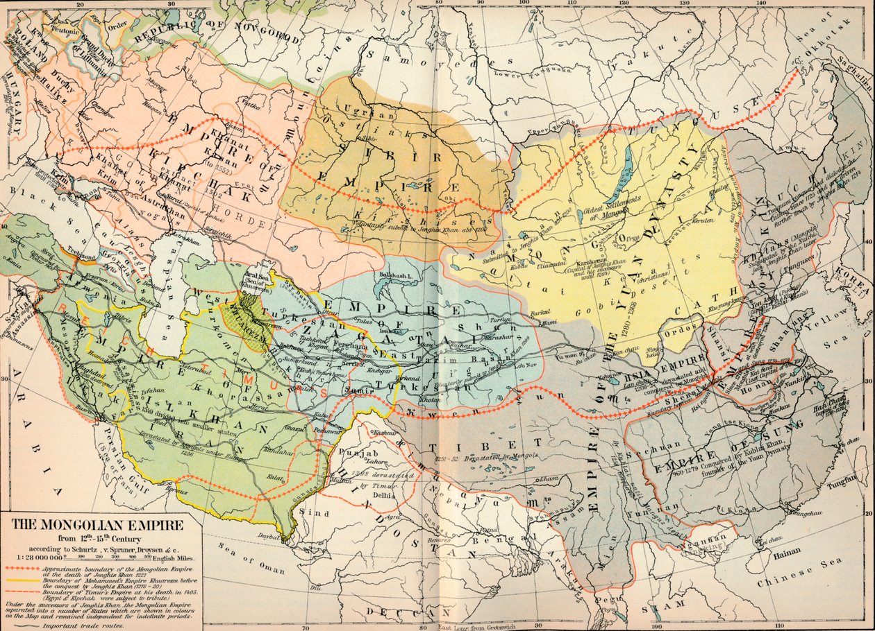 12 वीं -15 वीं शताब्दी से मंगोलियाई साम्राज्य, c1903, 1904 द्वारा अज्ञात