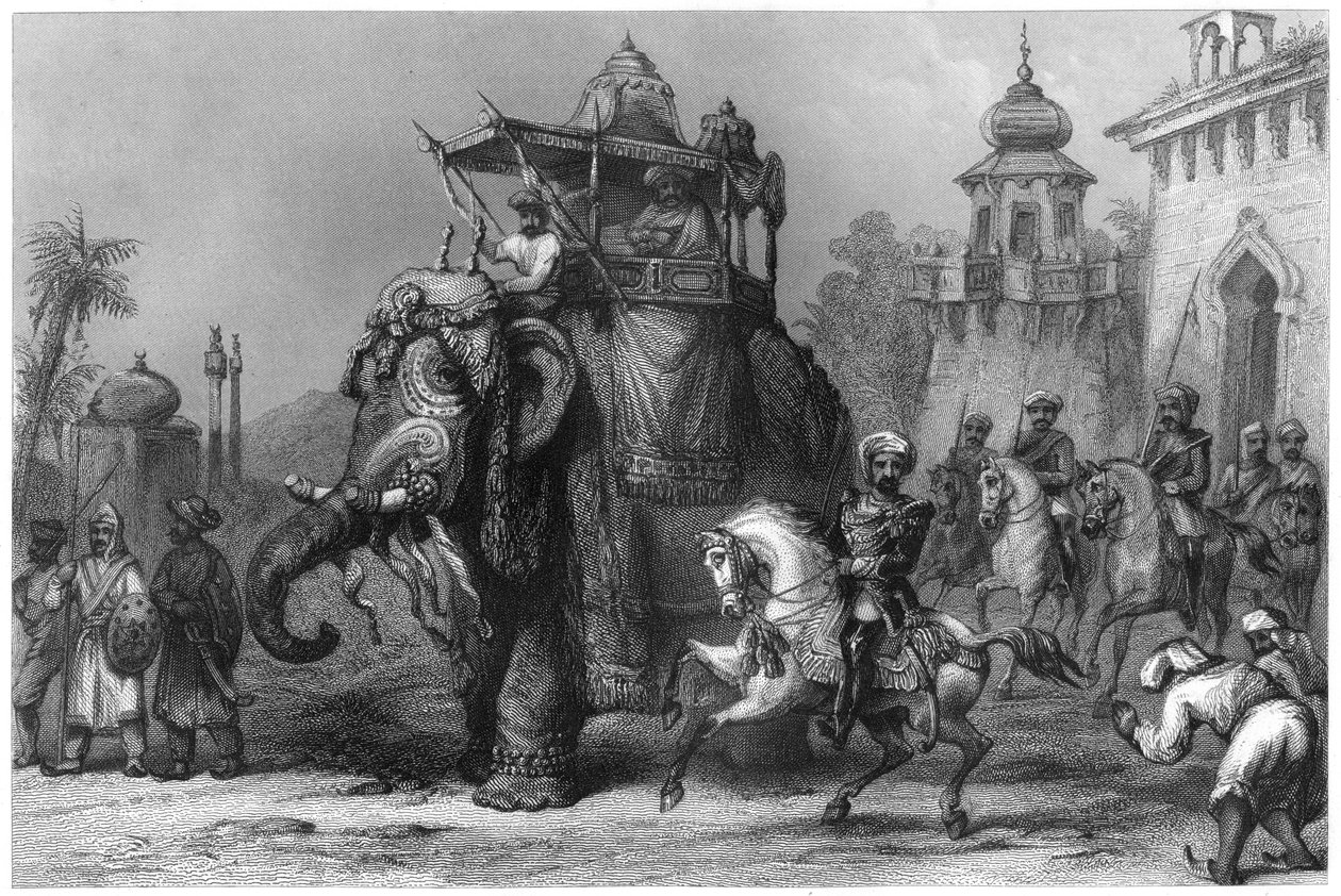 नाना साहिब अपने अनुरक्षण के साथ, c1860 द्वारा अज्ञात