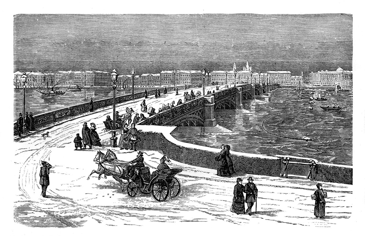 नेओवा नदी के पार निकोलई ब्रिज, सेंट पीटर्सबर्ग, रूस, c1888 द्वारा अज्ञात