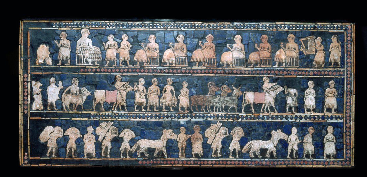 उर के मानक का 'शांति' पक्ष, दक्षिणी इराक, लगभग 2600-2400 ईसा पूर्व द्वारा अज्ञात