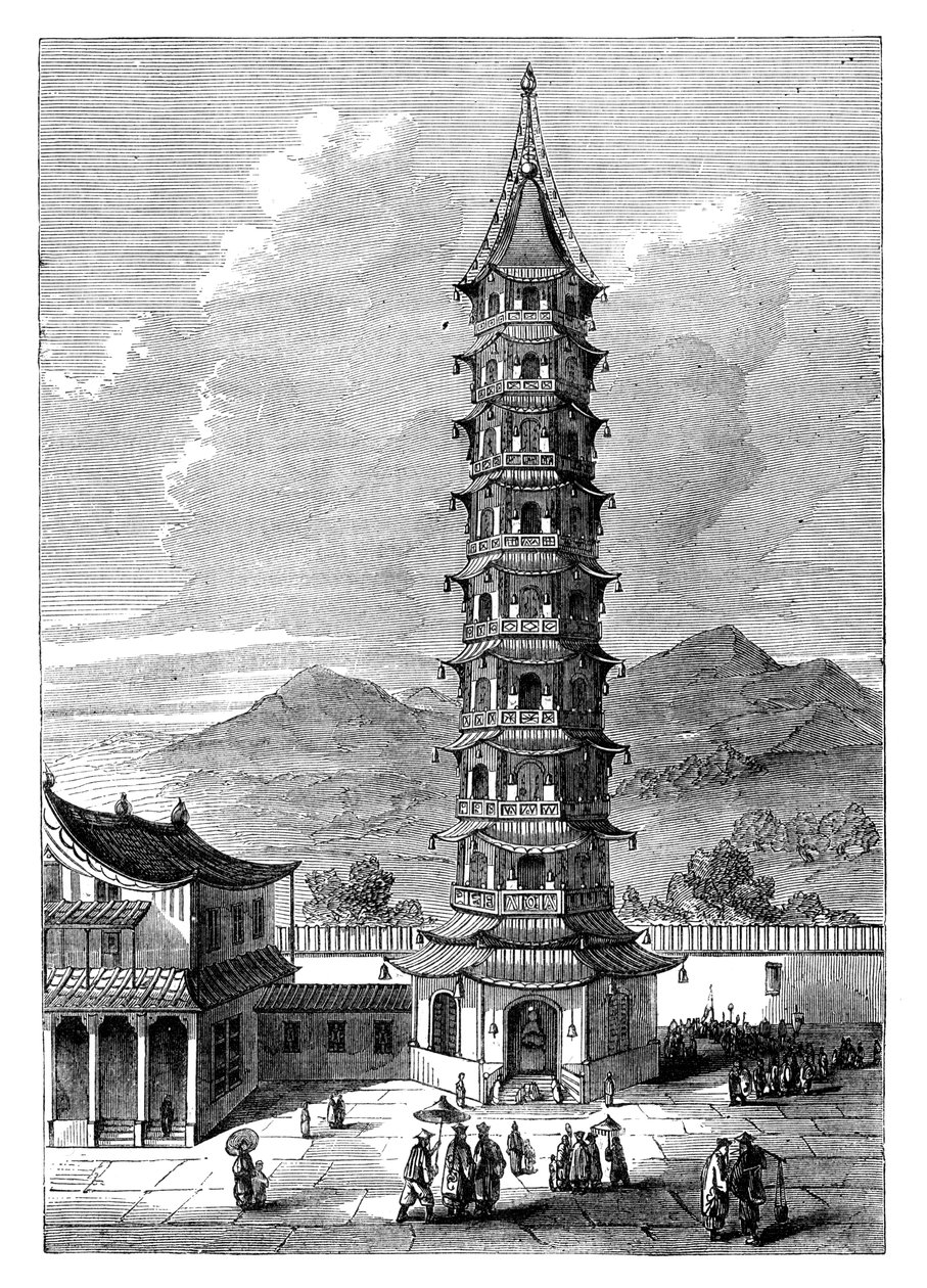नानजिंग, चीन के चीनी मिट्टी के बरतन टॉवर, c1895 द्वारा अज्ञात