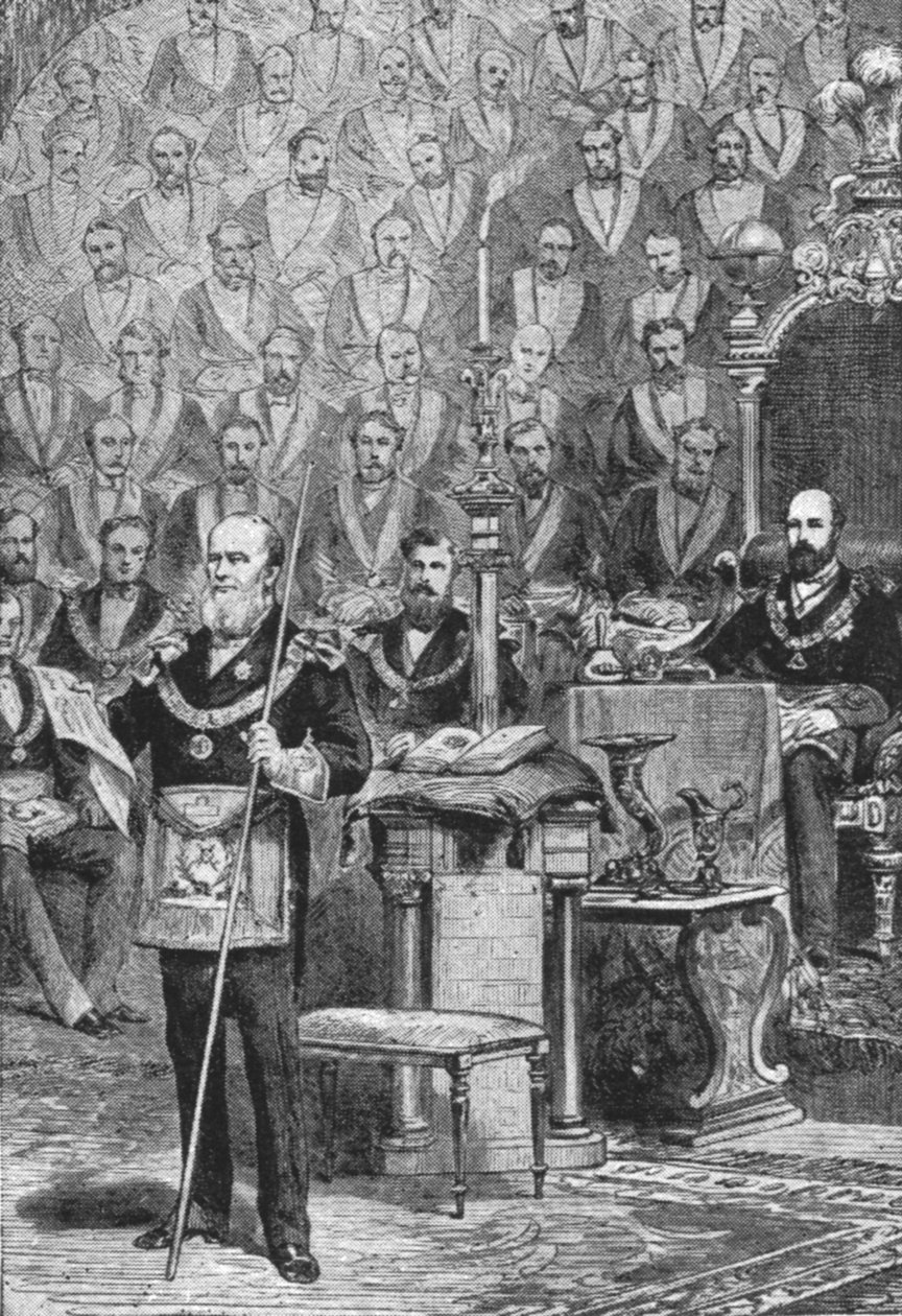 28 अप्रैल, 1875, 1901 को फ्रीमेसन के ग्रैंड मास्टर के रूप में प्रिंस ऑफ वेल्स प्रथम स्थापना। द्वारा अज्ञात
