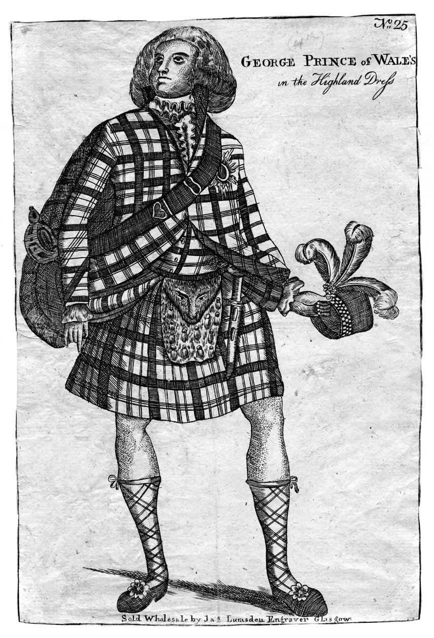 हाइलैंड ड्रेस में प्रिंस ऑफ वेल्स, भविष्य के राजा जॉर्ज IV 1762-1830 द्वारा अज्ञात