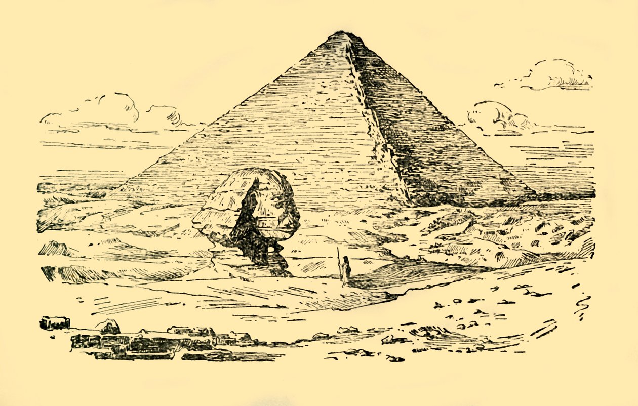 मिस्र के राजा खूफू और ग्रेट स्फिंक्स का पिरामिड मकबरा, c1930। द्वारा अज्ञात