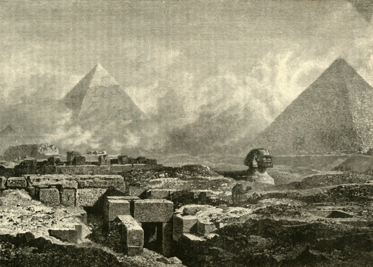 पिरामिड और स्फिंक्स, 1890। द्वारा अज्ञात