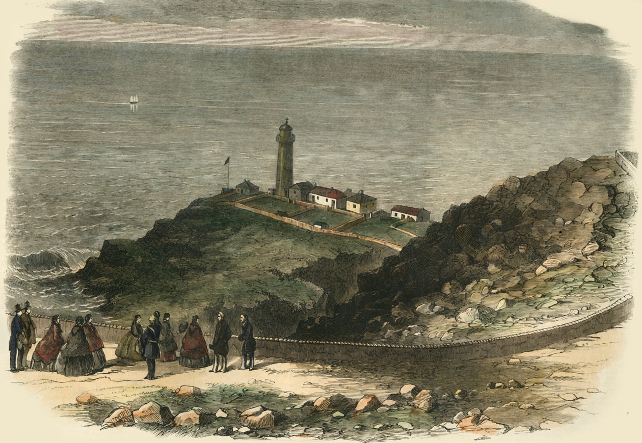 द क्वीन विजिटिंग साउथ स्टैक लाइटहाउस, होलीहेड ..., 1853, 1861। द्वारा अज्ञात