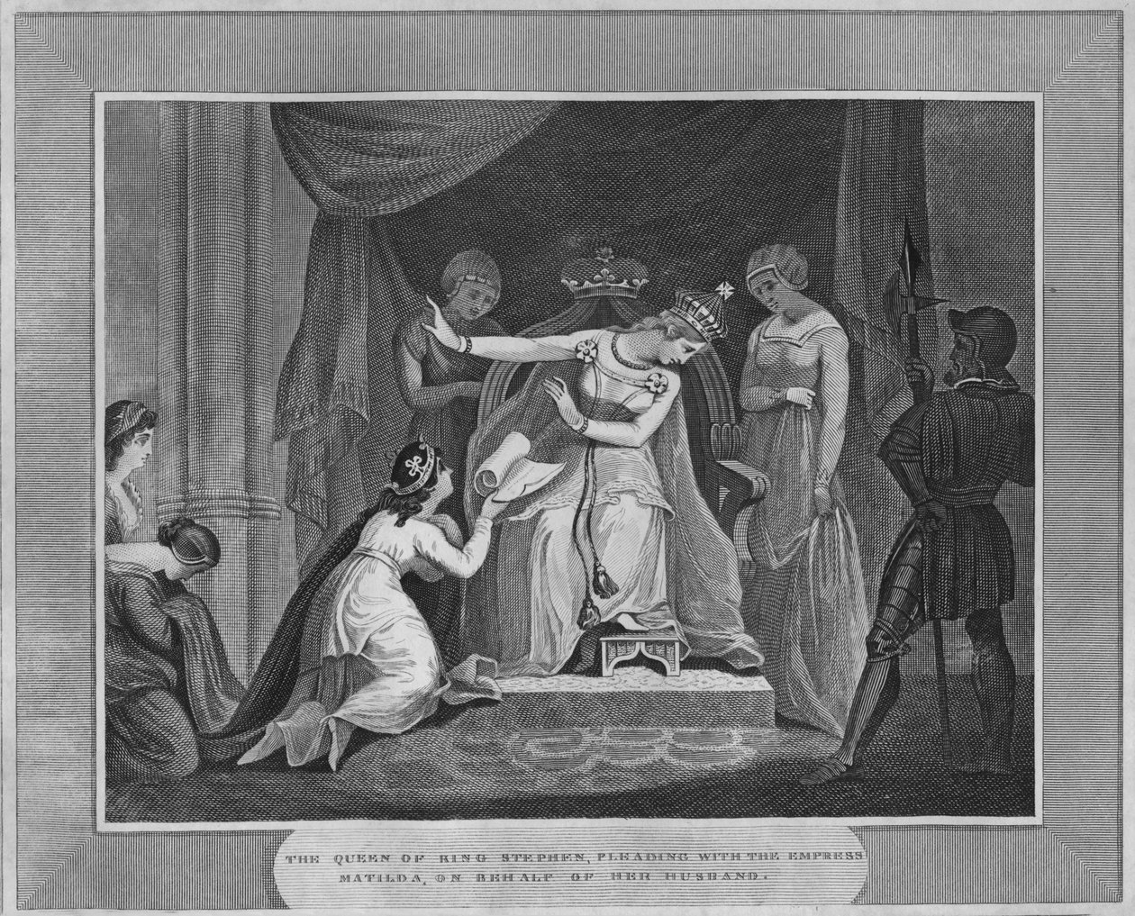 किंग स्टीफन की रानी, अपने पति की ओर से महारानी मटिल्डा के साथ, 1838 में द्वारा अज्ञात