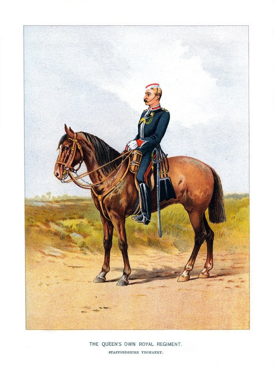 क्वींस ओन रॉयल रेजिमेंट, स्टैफ़र्डशायर येओमेन्ट्री, c1890 द्वारा अज्ञात