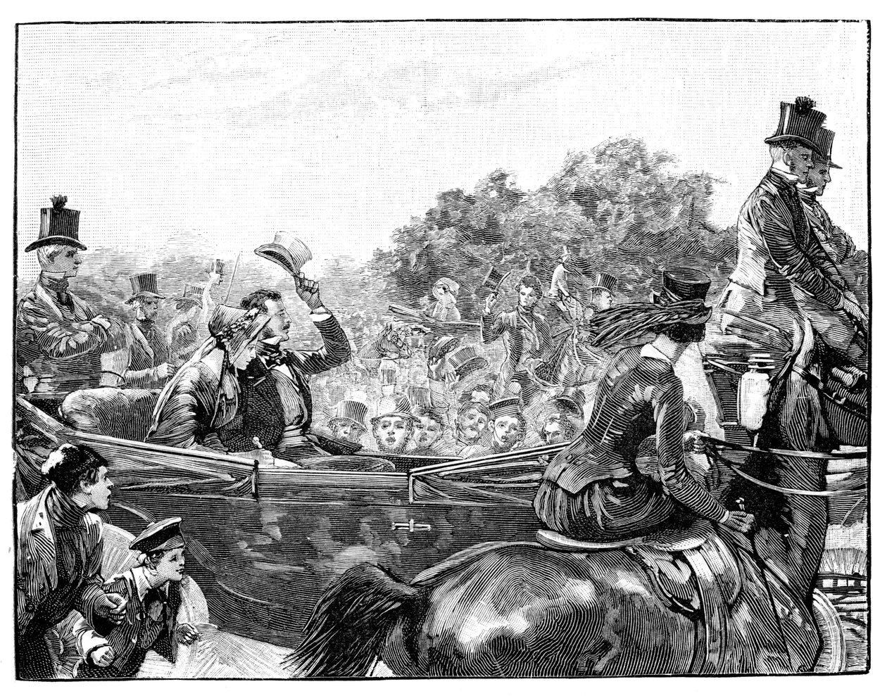 लंदन के हाइड पार्क में क्वींस रिसेप्शन, c1840s, 1900 द्वारा अज्ञात