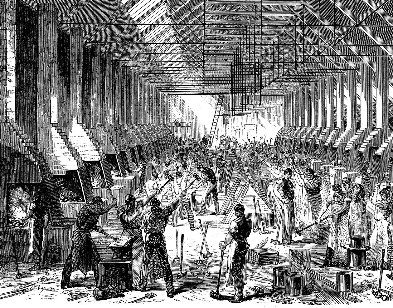 रेलवे कैरिज कंपनी, ओल्डबरी, वेस्ट मिडलैंड्स, 1869 में काम करती है द्वारा अज्ञात