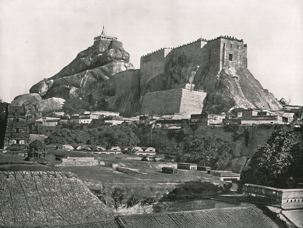 द रॉक, उत्तर, त्रिचिनापल्ली, 1895 से देखा गया। द्वारा अज्ञात