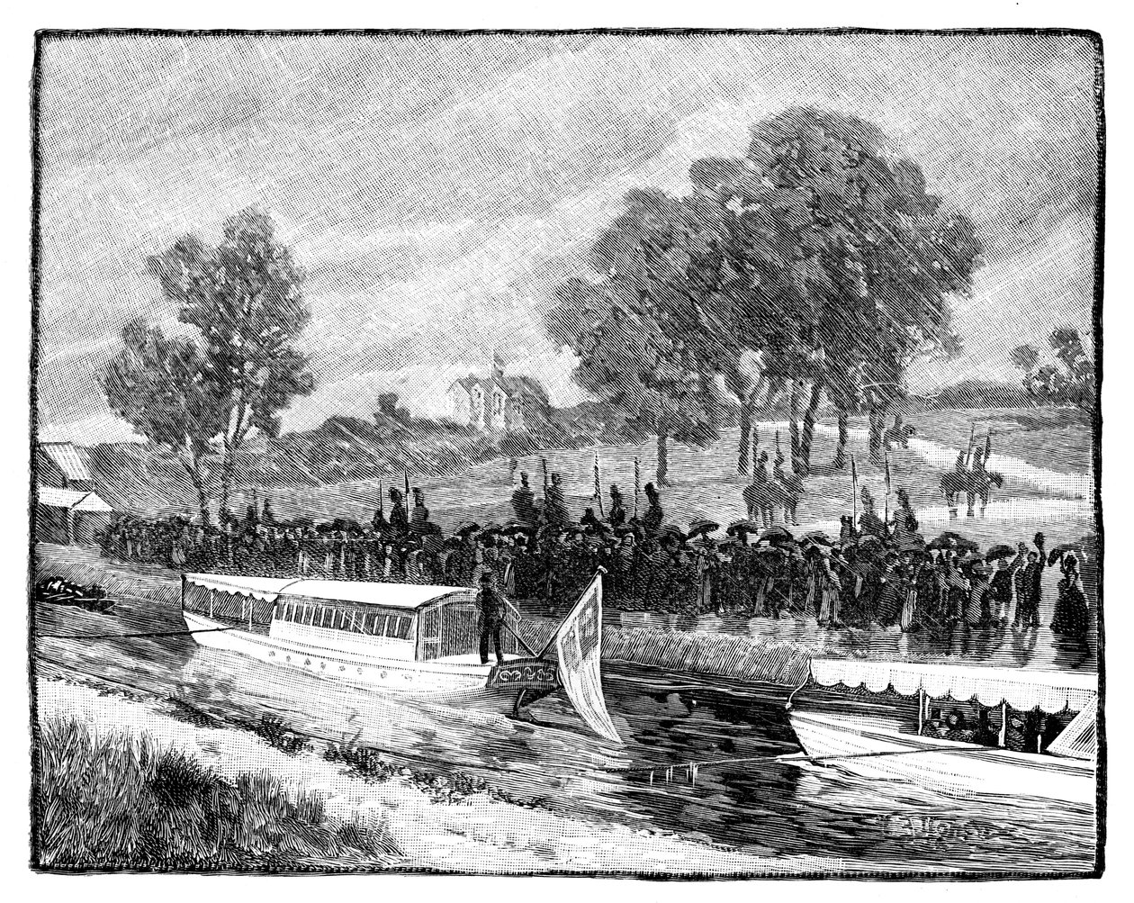 रॉयल विजिट टू वॉर्स्ले हॉल, ब्रिजेजवाटर कैनाल पर स्टेट बार्ज, 1851, 1888 द्वारा अज्ञात