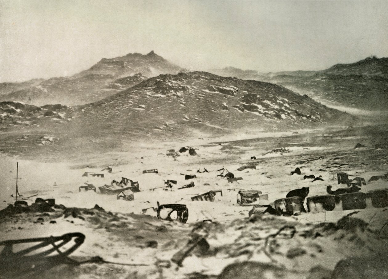 विंटर क्वार्टर में एक बर्फानी तूफान की शुरुआत, c1908, 1909। द्वारा अज्ञात