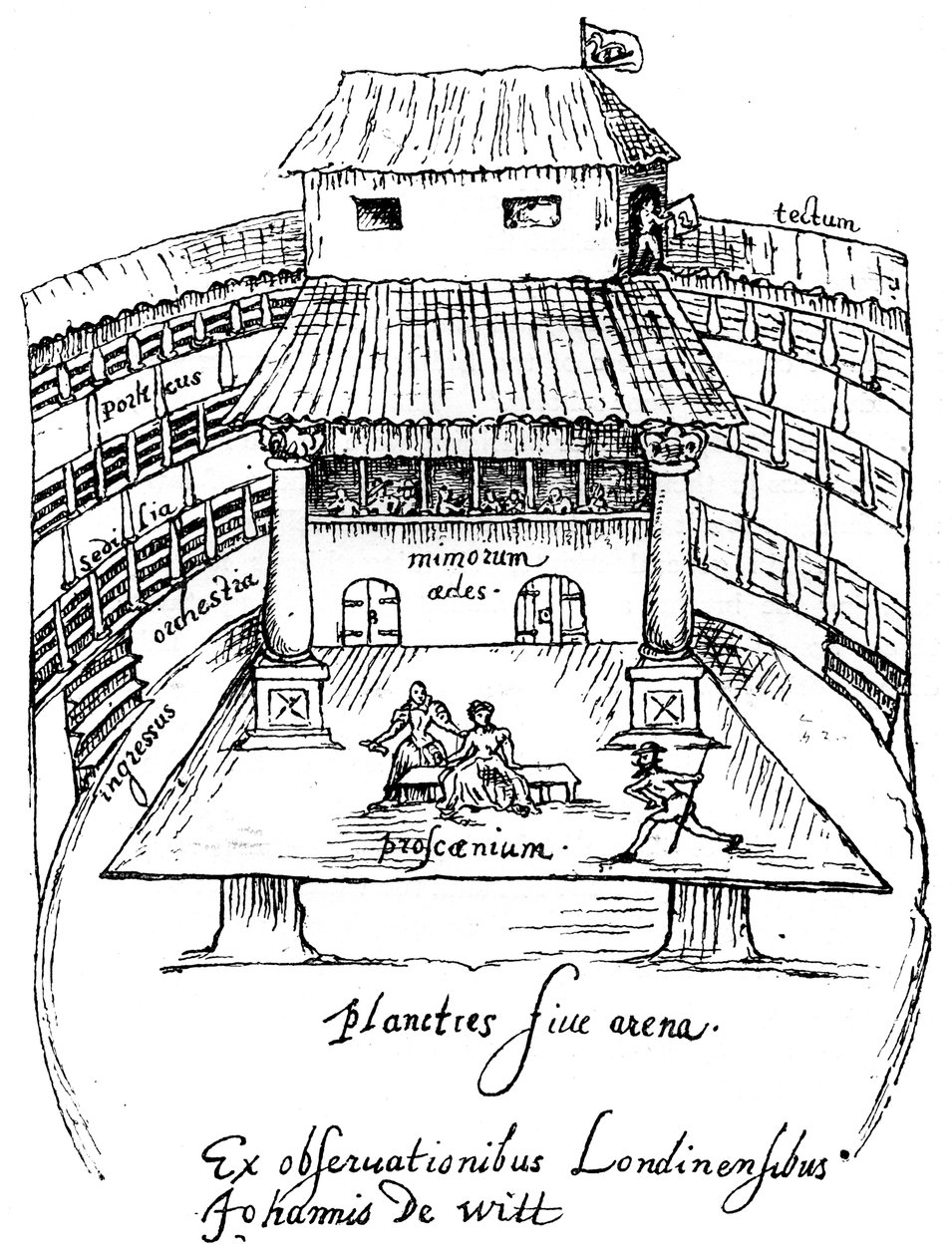 द हंस थिएटर, लंदन, 1596, 1893 द्वारा अज्ञात
