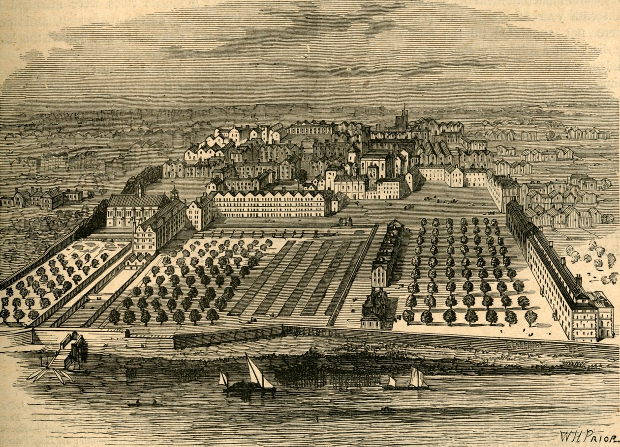 1671 में मंदिर। आंतरिक मंदिर, 1897 में एक पुराने पक्षी की दृष्टि से। द्वारा अज्ञात