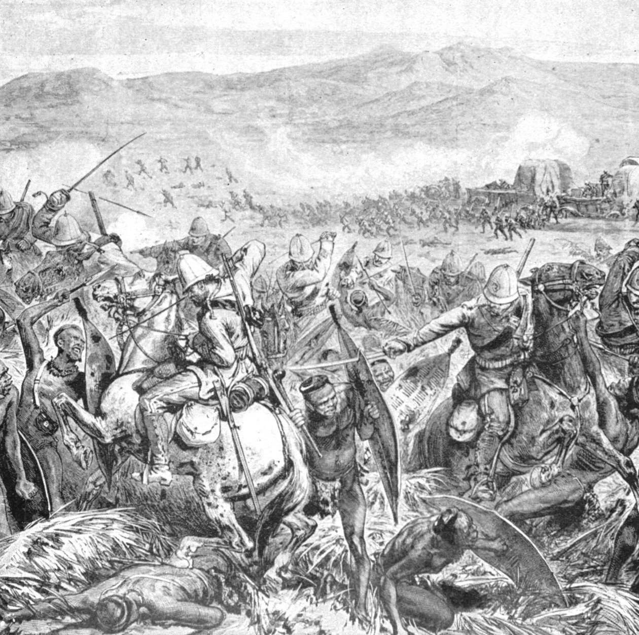 ज़ुलु युद्ध, 1879: 2 अप्रैल, 1901 को गिंगहिलोवो में ज़ूलस का अंतिम खंडन। द्वारा अज्ञात