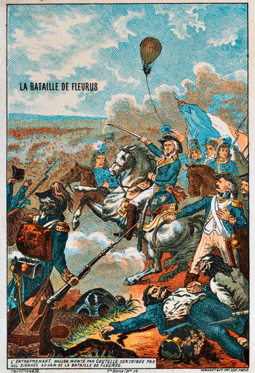 1794 1890 के फ्लूरस की लड़ाई में, Coutelle द्वारा फुलाया गया गुब्बारा एंट्रेप्रेनेन्ट द्वारा अज्ञात