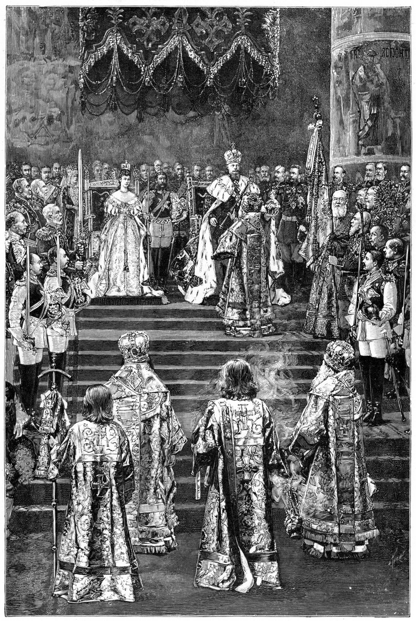 सम्राट अलेक्जेंडर III और महारानी मारिया फ्योडोरोवना का राज्याभिषेक, 1883 के अंत में 19 वीं सदी द्वारा अज्ञात