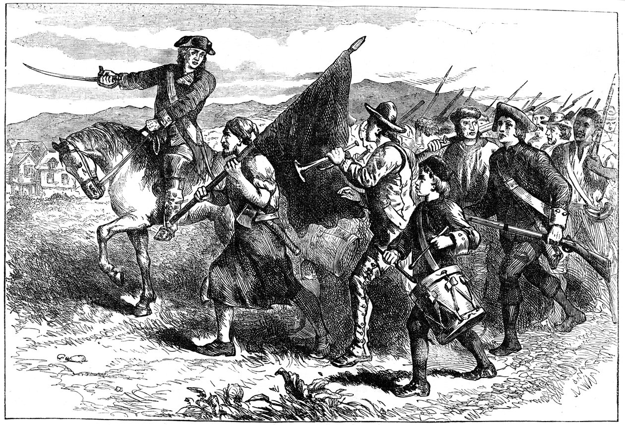 स्प्रिंगफील्ड में काले झंडे के साथ भीड़, c1776-1781 c1880 द्वारा अज्ञात