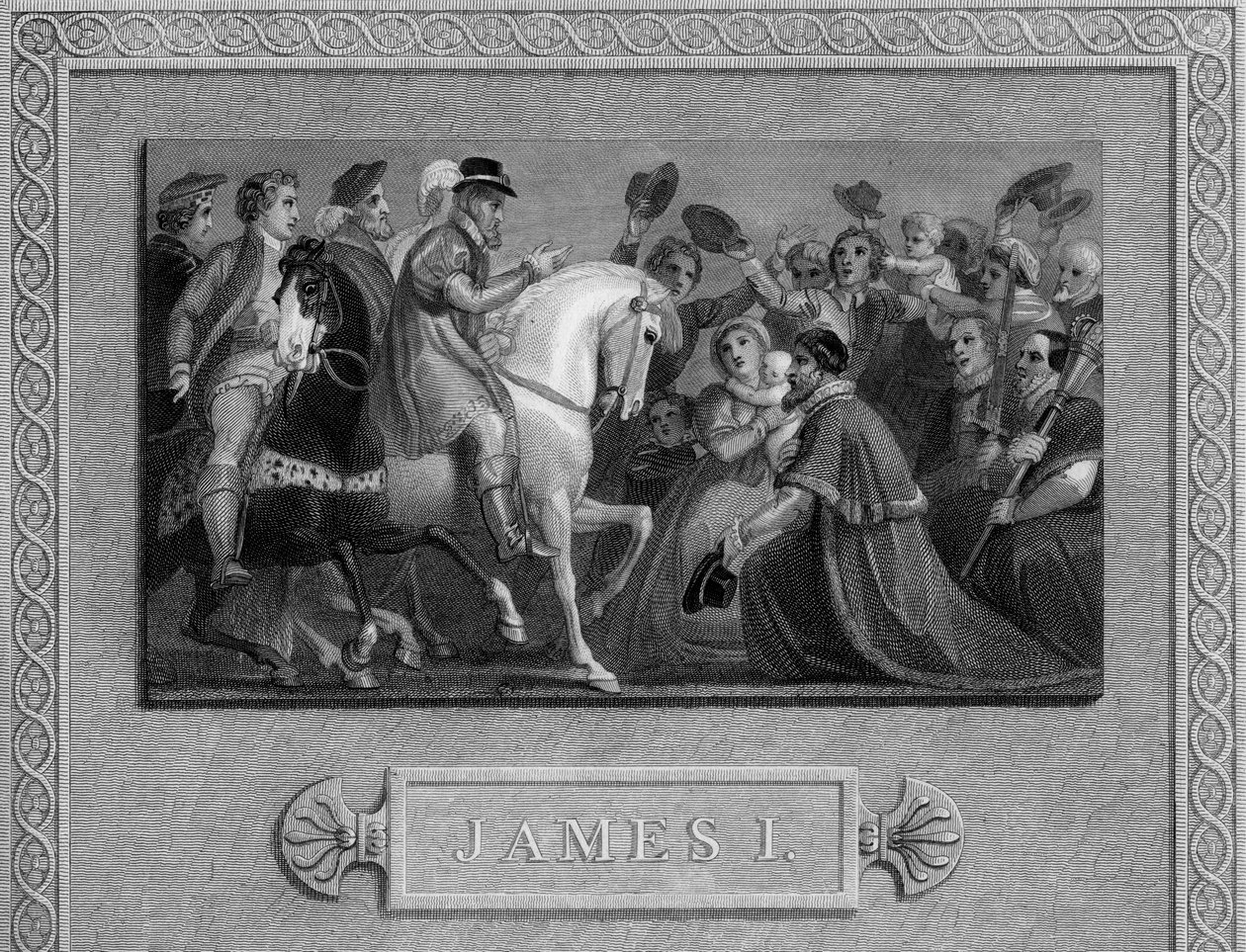 लंदन में जेम्स I का प्रवेश, c1603, 19 वीं शताब्दी द्वारा अज्ञात