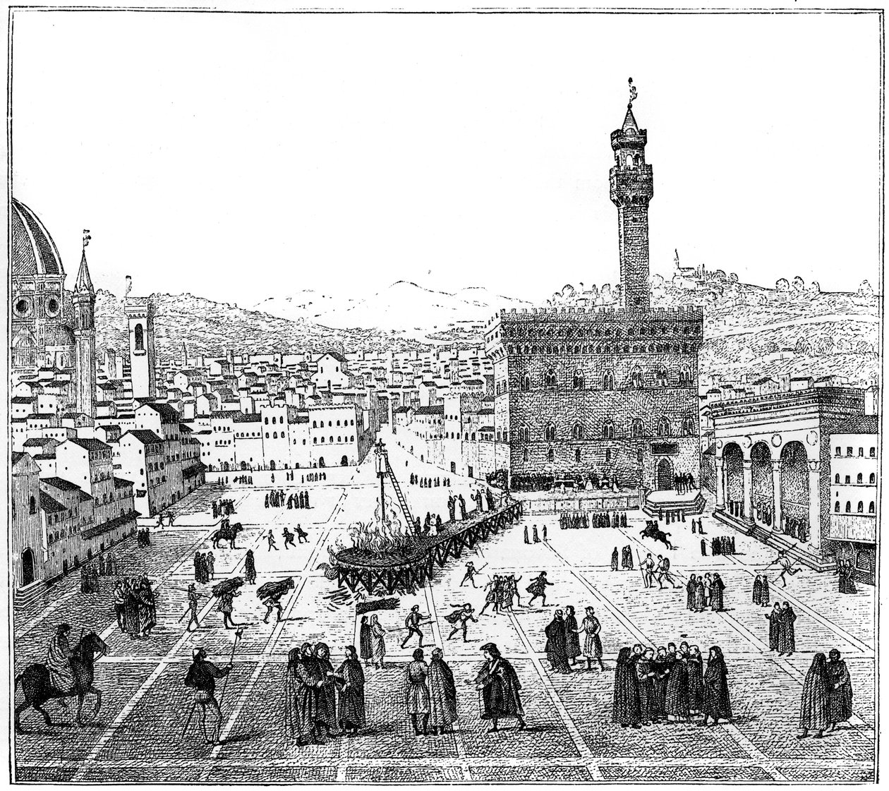 पियाज़ा डेला सिग्नोरिया, फ्लोरेंस, 1882 में जिरोलमो सावोनारोला का निष्पादन द्वारा अज्ञात