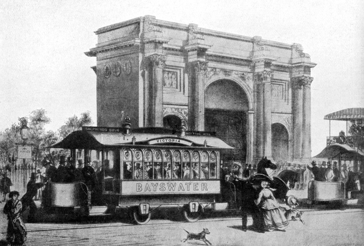 लंदन में पहली ट्राम, 1861, c1920 द्वारा अज्ञात