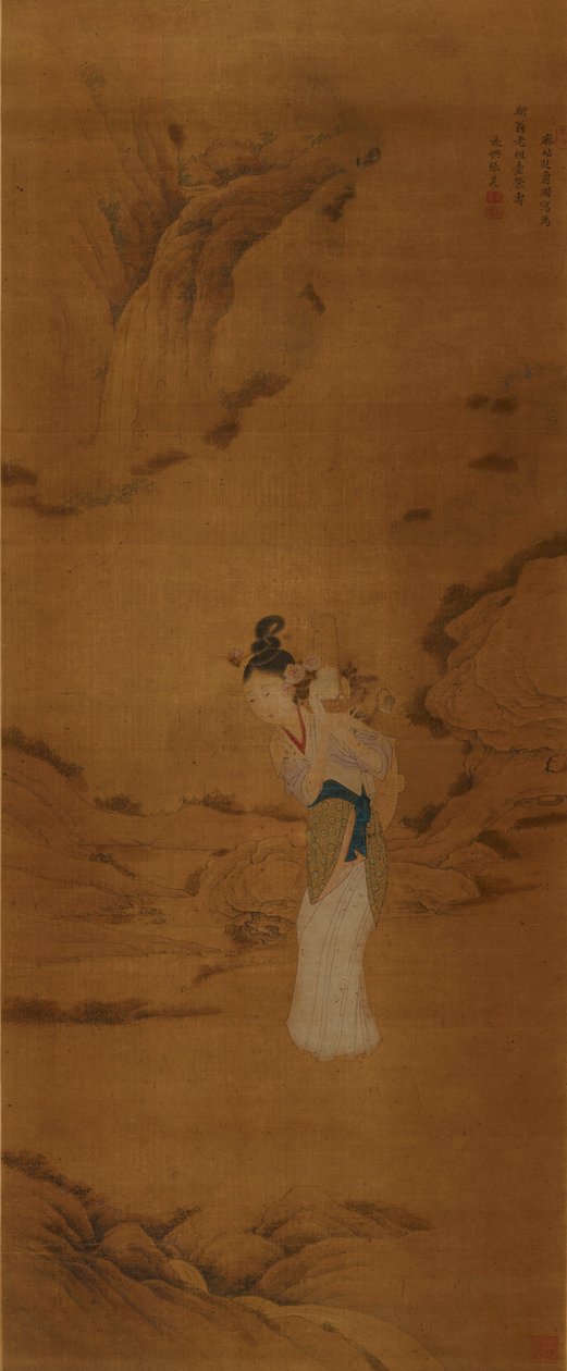 फूलों की टोकरी के साथ देवी मगु, किंग राजवंश 1645-1911 द्वारा अज्ञात