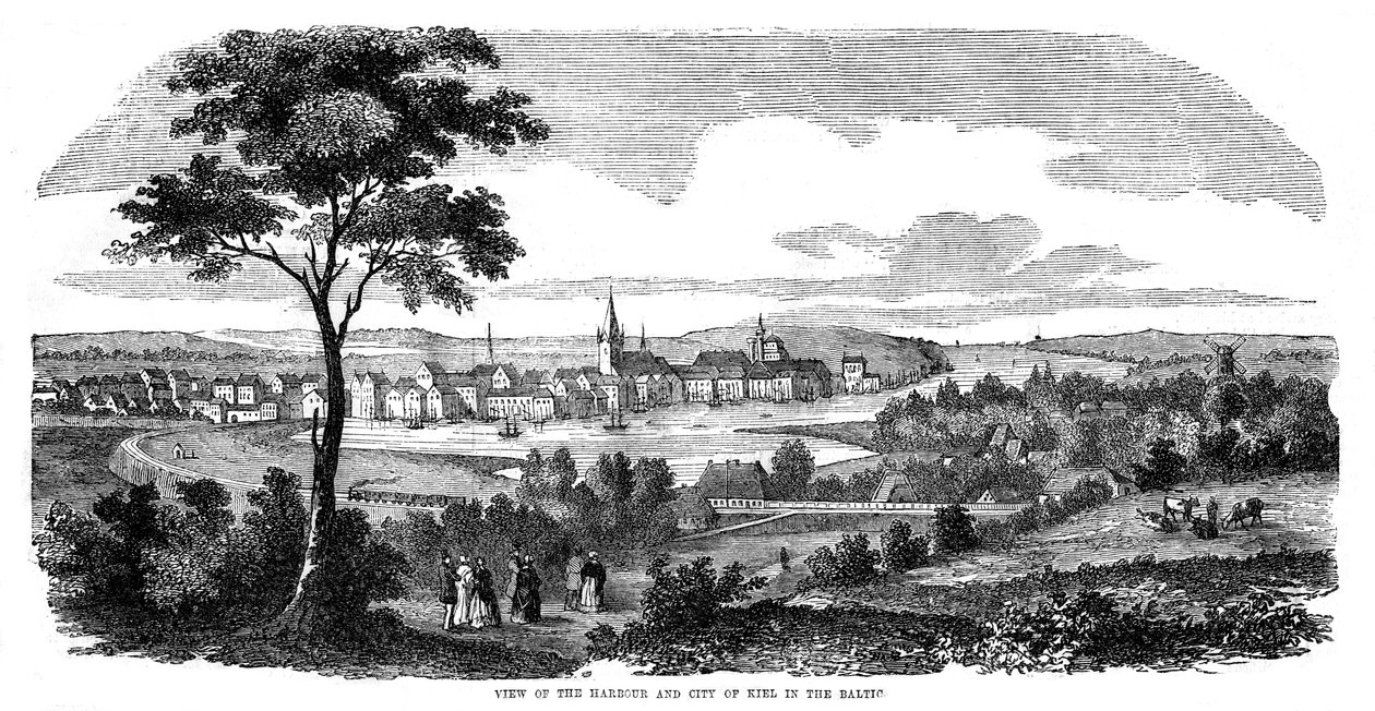 बंदरगाह और शहर कील, उत्तरी जर्मनी, 1855 द्वारा अज्ञात