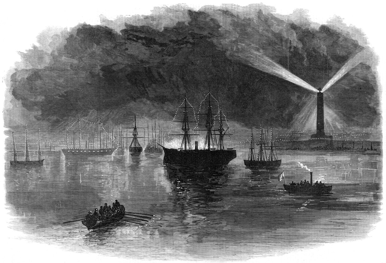 1869 में स्वेज नहर, मिस्र के उद्घाटन के दौरान पोर्ट सईद की रोशनी द्वारा अज्ञात