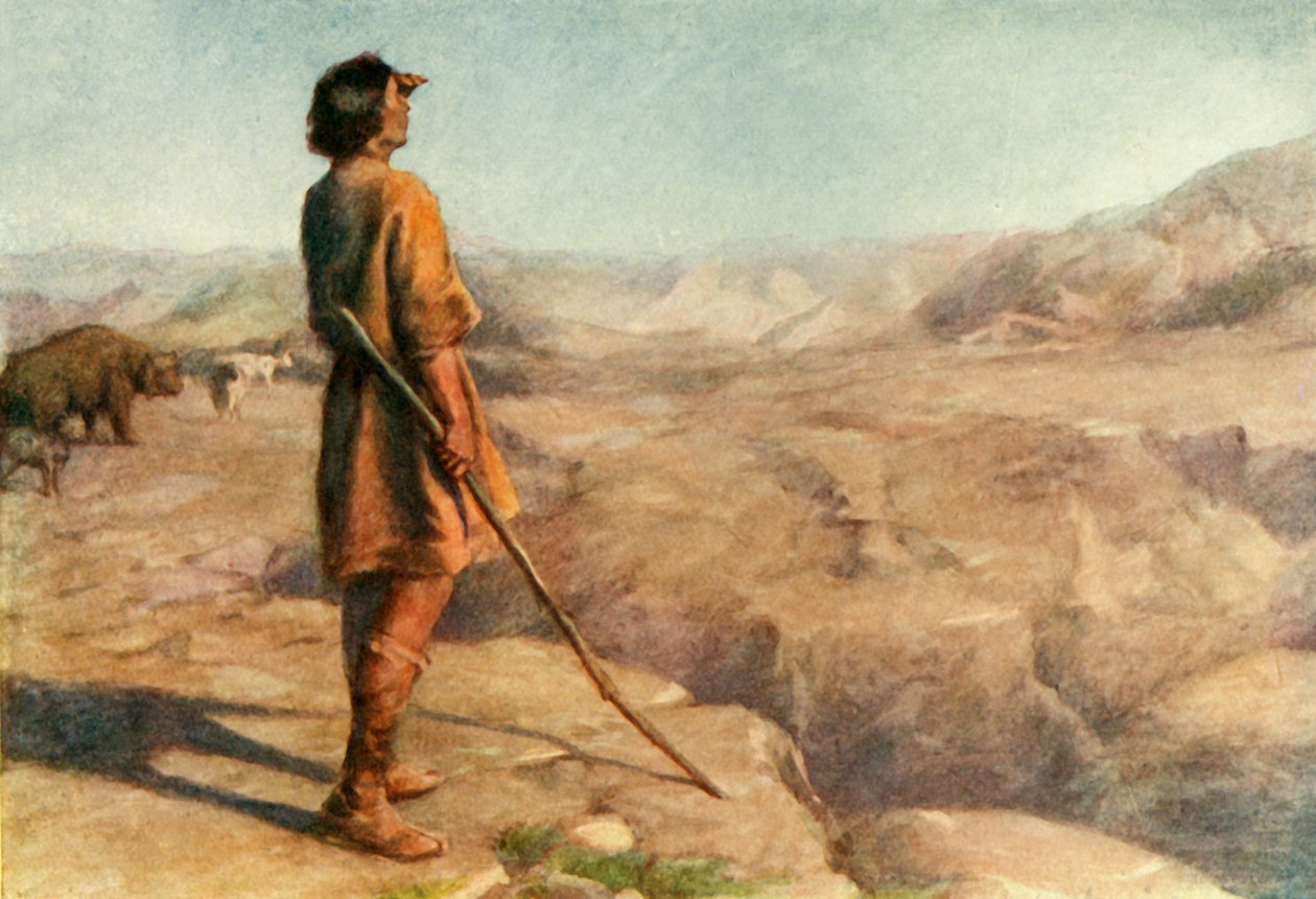 पहाड़ शर जहां मिलोश-द-शेफर्ड अपने झुंड के साथ रहते थे, 1917। द्वारा अज्ञात