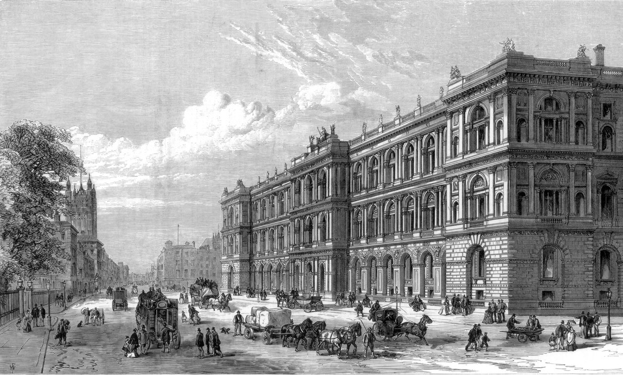 नया घर और औपनिवेशिक कार्यालय, संसद मार्ग, वेस्टमिंस्टर, लंदन, 1875 द्वारा अज्ञात