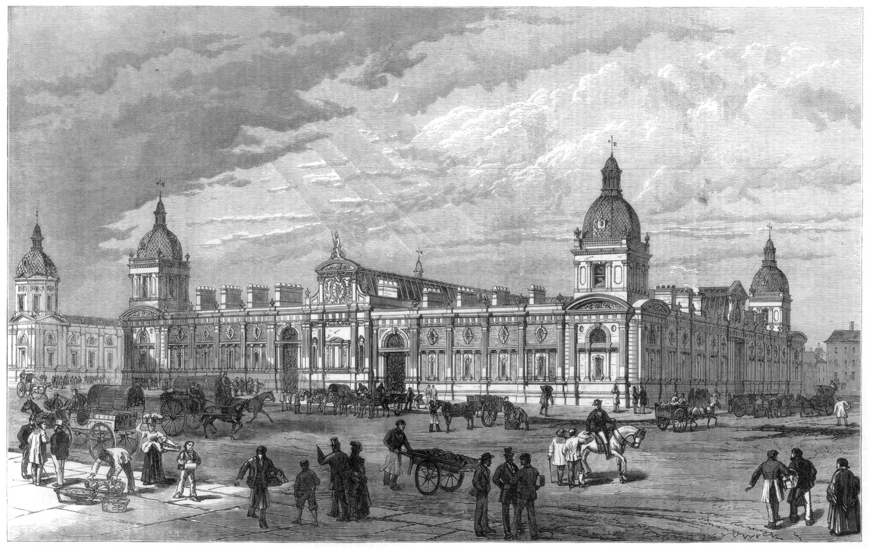 नया मेट्रोपॉलिटन पोल्ट्री मार्केट, स्मिथफील्ड, लंदन, 1875 द्वारा अज्ञात