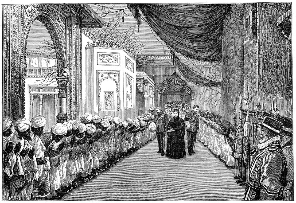 भारतीय और औपनिवेशिक प्रदर्शनी, लंदन, 1886, 1900 के उद्घाटन पर रानियों का दौरा द्वारा अज्ञात