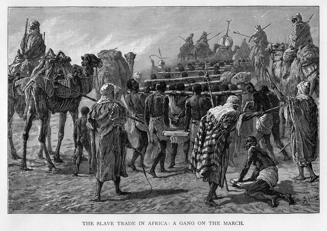 अफ्रीका में दास व्यापार: मार्च पर एक गिरोह, c1875 द्वारा अज्ञात