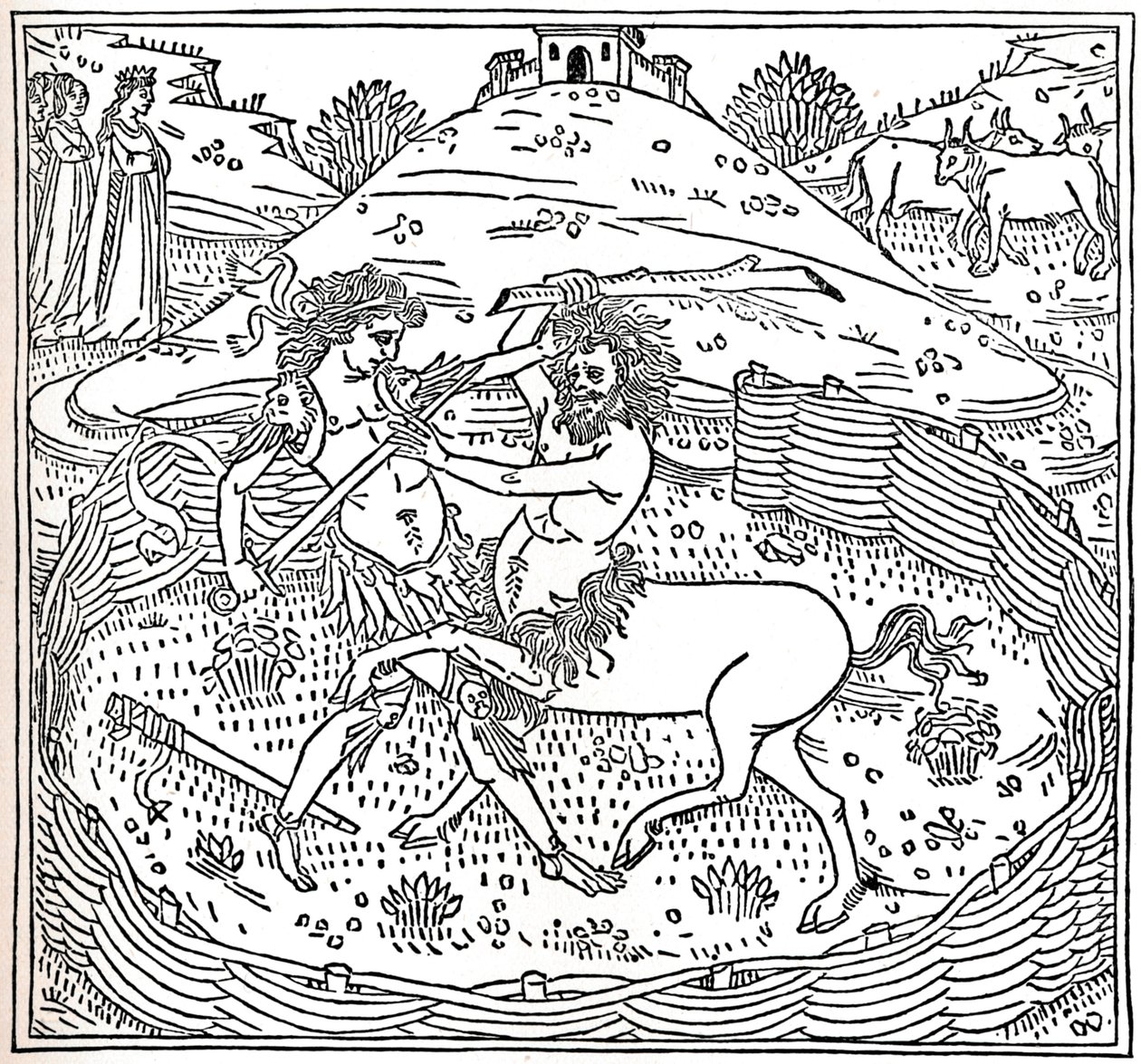 Theseus और सेंटूर प्लूटार्क: समानांतर जीवन, 1491, 1917 द्वारा अज्ञात