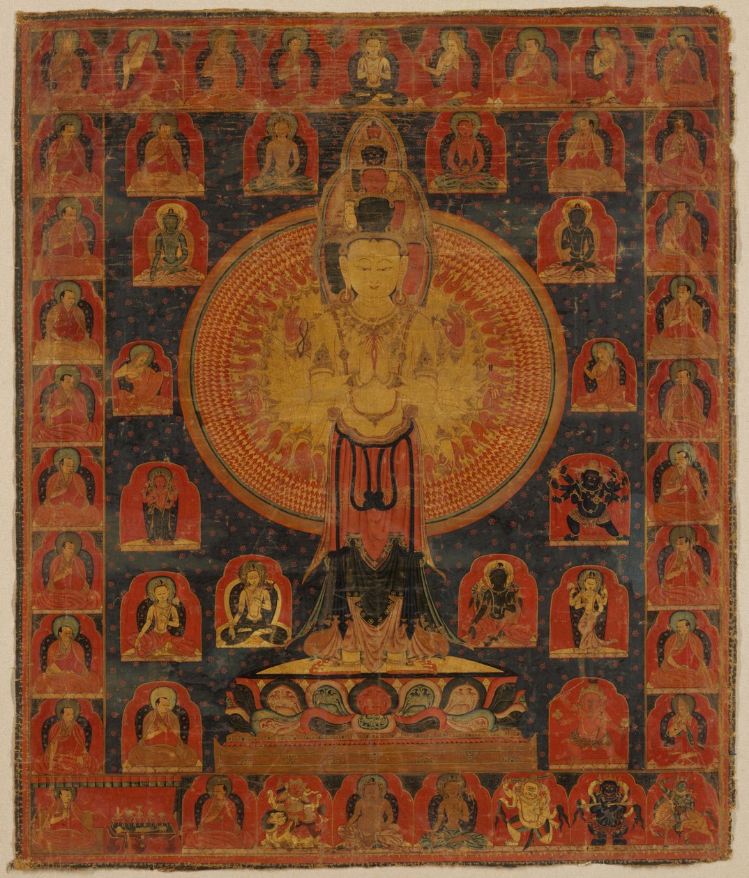 हजार-सशस्त्र चेनरेसी, 14 वीं शताब्दी के बोधिसत्व अवलोकितेश्वरा का एक लौकिक रूप। द्वारा अज्ञात