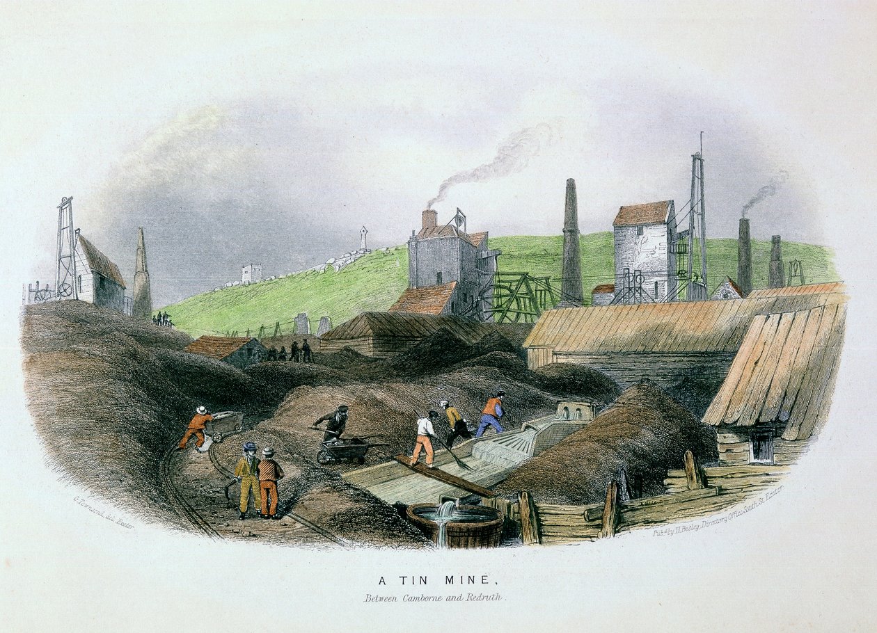 कंबर्न और रेड्रूथ, कॉर्नवाल, c1860 के बीच टिन की खान द्वारा अज्ञात