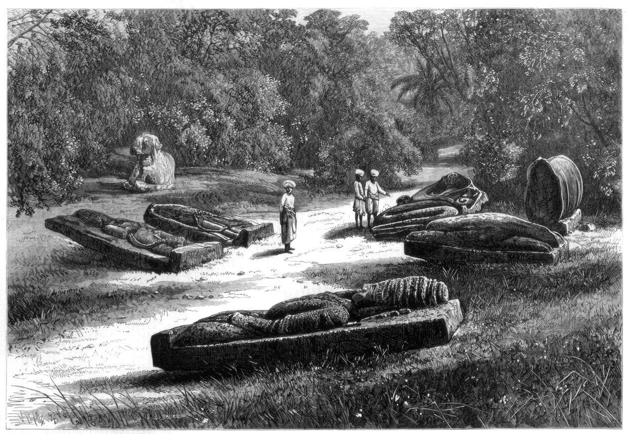 गोंड राजाओं की कब्र, चंदा, मध्य भारत, 1875 द्वारा अज्ञात