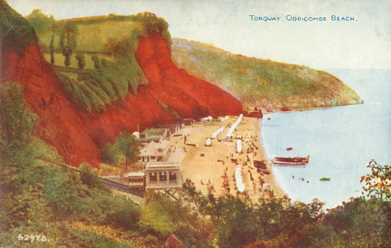 Torquay, Oddicombe Beach, 19 वीं 20 वीं सदी के अंत में। द्वारा अज्ञात