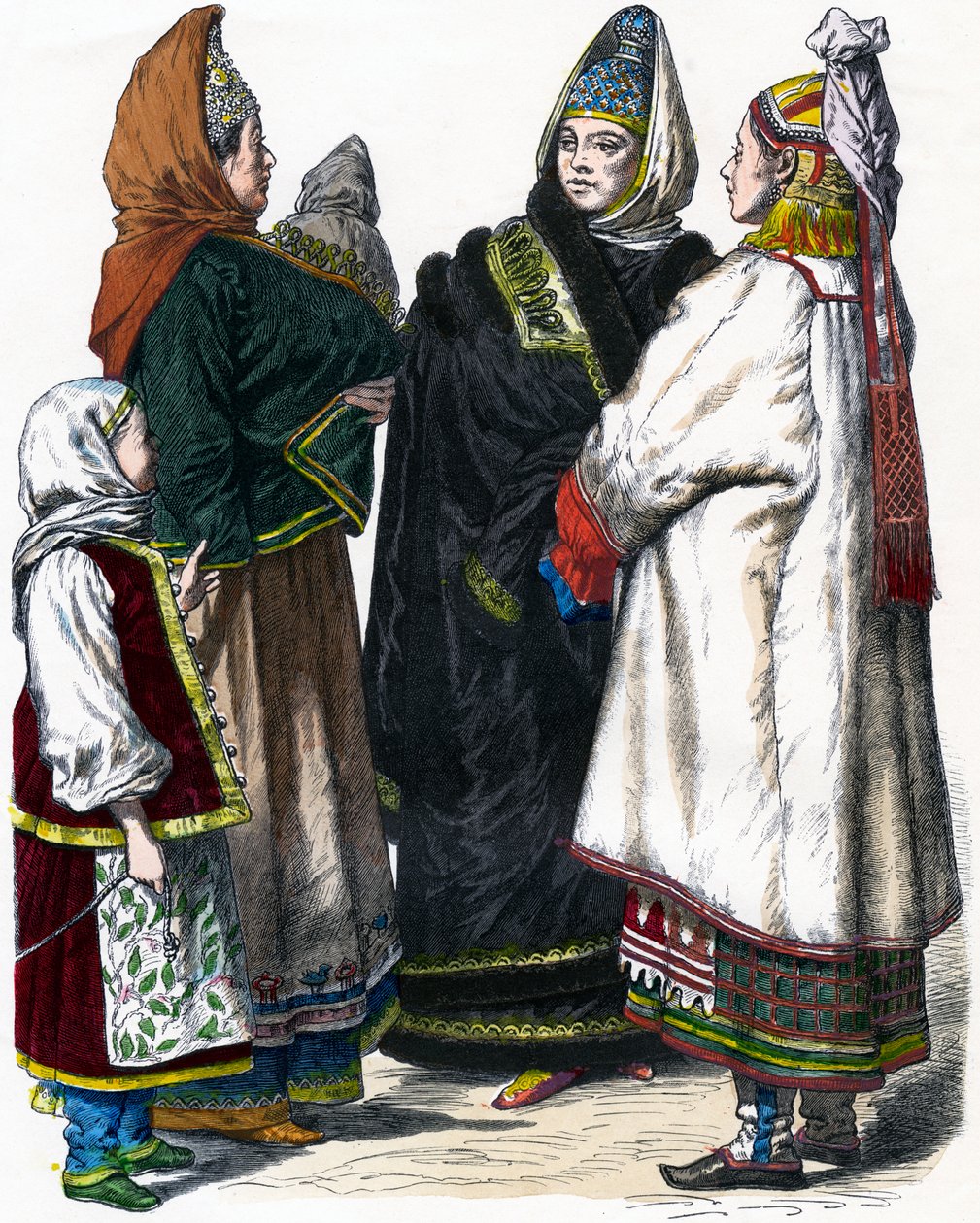 पारंपरिक रूसी पोशाक, c1850 द्वारा अज्ञात