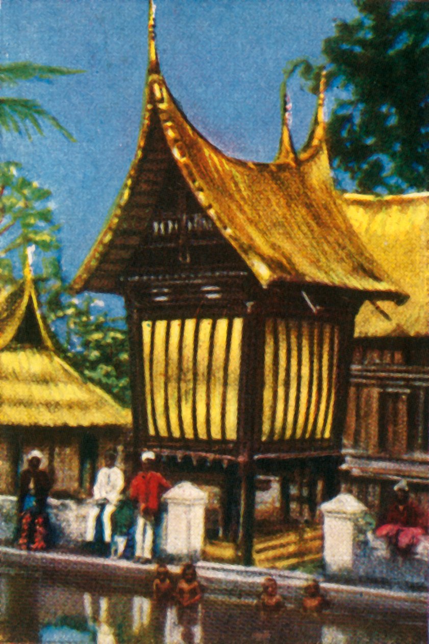 पारंपरिक उबले हुए चावल के खलिहान, पदंग, सुमात्रा, c1928। द्वारा अज्ञात