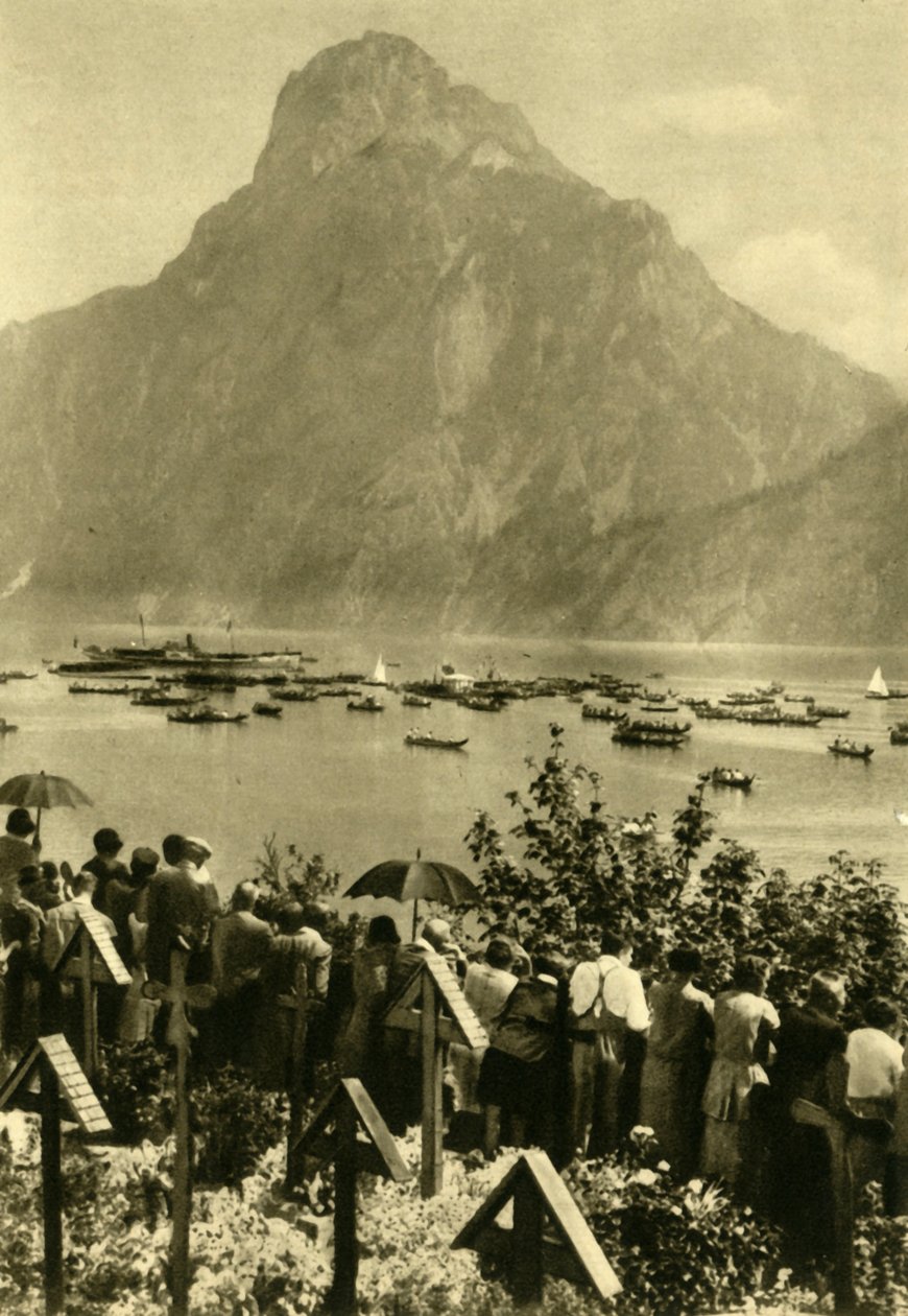 Traunstein और Traunsee, ऊपरी ऑस्ट्रिया, c1935। द्वारा अज्ञात