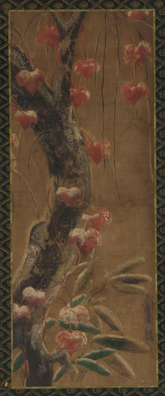 पेड़, पतझड़ की बेल और बर्फ़, ईदो काल, 1615-1868। द्वारा अज्ञात