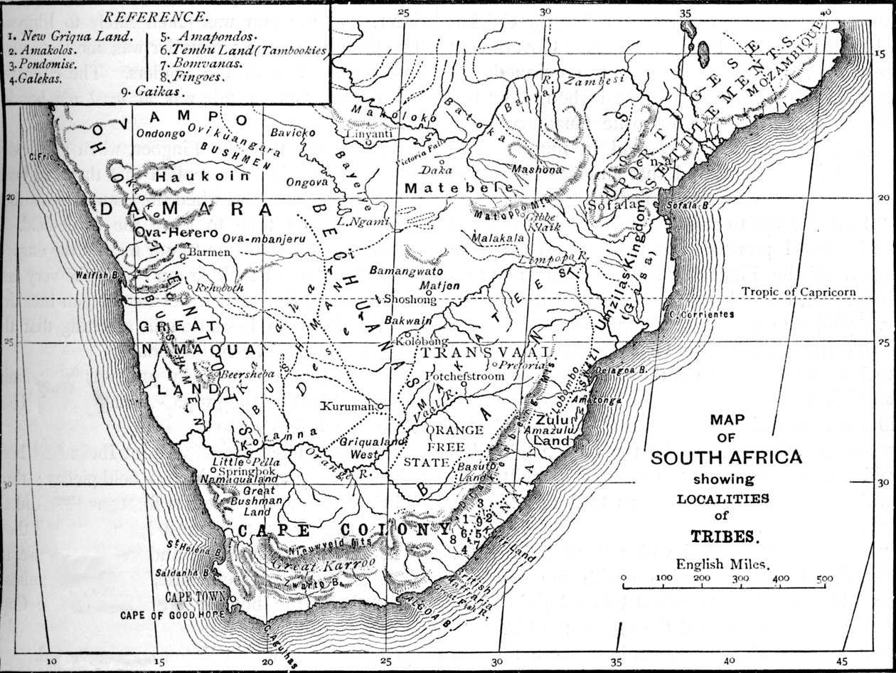 दक्षिण अफ्रीका का जनजातीय मानचित्र, c1880 द्वारा अज्ञात