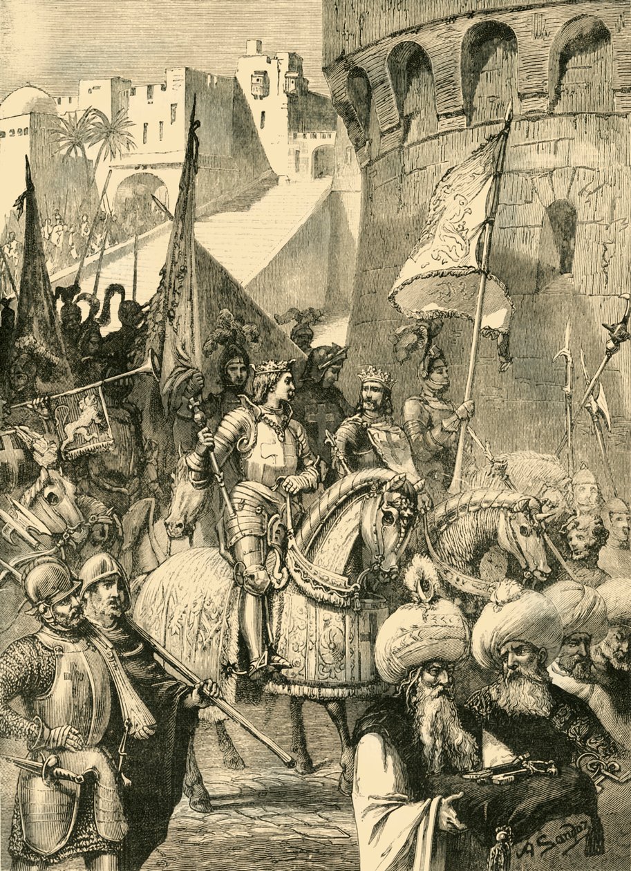 रिचर्ड I और फिलिप ऑगस्टस इंट्रो एकर, 1191, 1890 में विजयी। द्वारा अज्ञात
