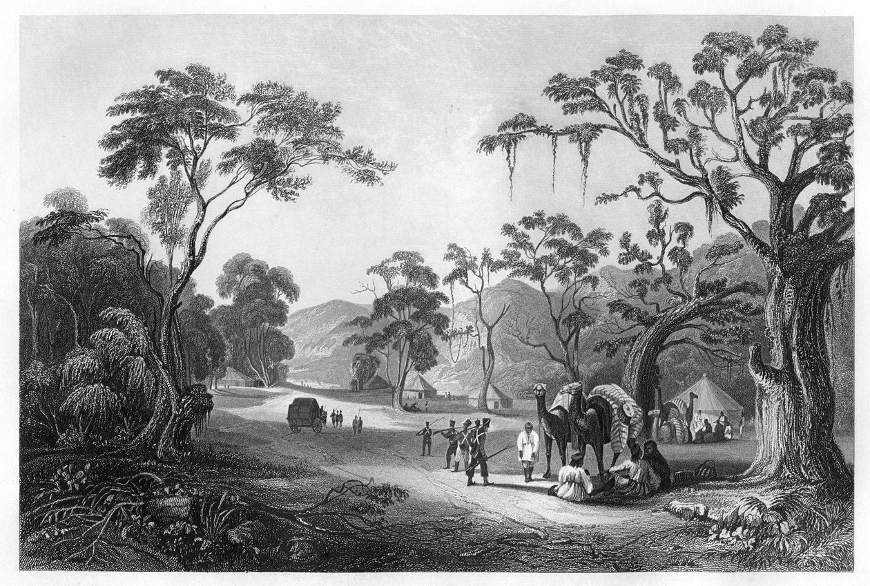 मेरठ, भारत के उत्तर में स्थित Ceree Pass के प्रवेश द्वार पर सैनिकों ने घेरा, c1860 द्वारा अज्ञात